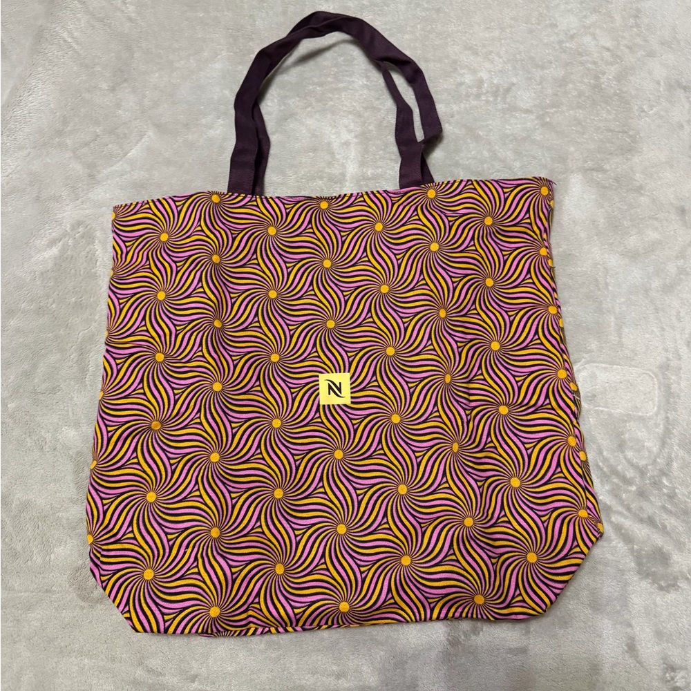 🆕Nespresso Purple and Yellow Swirl Tote Bag nwt